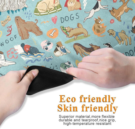 Different Dogs Yoga Mat Non Slip Natural Rubber Fitness Exercise Mat for Home Workout Gym Stretching Pilates Mats with Carrying Bag 71" x 26"