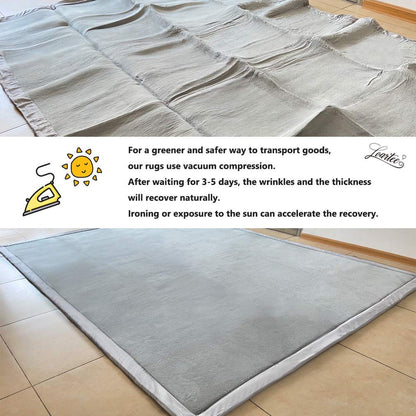 Loartee Coral Velvet Crawling Rugs & Play Mat (6'7"x9'2", Light Green) for Toddler Children & Yoga Exercise