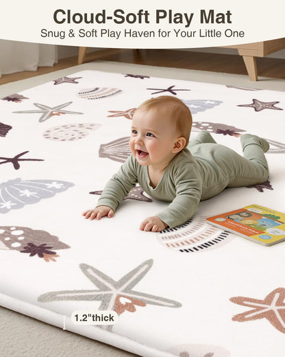 Large Thick Baby Play Mat for Floor,Padded Foam 59x79 Playpen Mat,Soft Support&Plush Feel Nursery Kids Rug,Non Slip for Toddler,Infants,Kids Playroom,Yoga,Baby Crawling,Tummy Time (Light Grey)