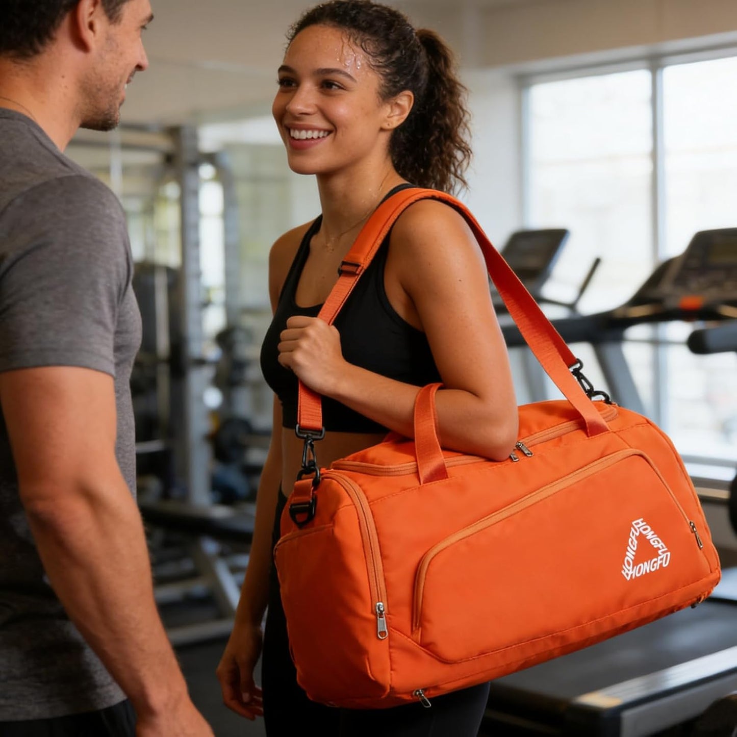 Eslcorri Gym Duffle Bag for Women Men, Sports Backpack with Wet & Shoe Compartment, Fitness Overnight Weekender Bag for Yoga, Swim, Travel (Style B, GreenPink)