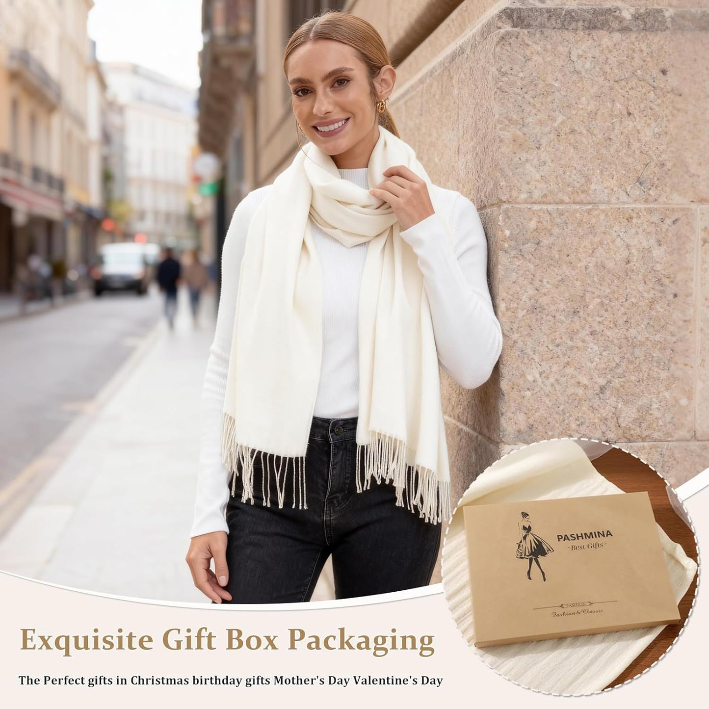 Pashmina Scarf and Shawl - Soft Women Pashminas Wrap for Wedding Evening Party dresses