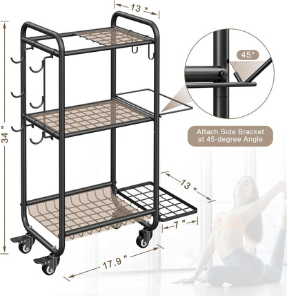 Multi-Functional Home Gym Storage Rack - Yoga Mat Storage Rack, Dumbbell Weight Rack & Workout Equipment Storage with Heavy-Duty Steel Construction for Gym Fitness Organizer