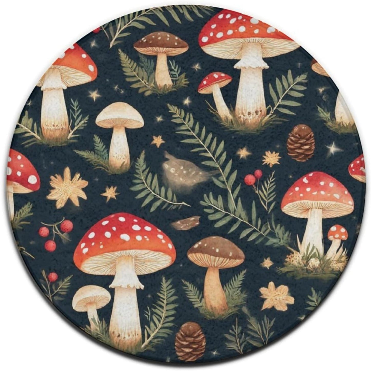 Soft Round Yoga Carpet, Office Chair Decor Round Mat for Carpet and Hardwood Floors Purple Butterfly