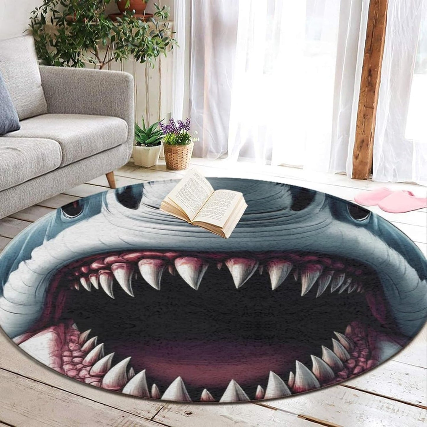 Soft Round Yoga Carpet, Office Chair Decor Round Mat for Carpet and Hardwood Floors Purple Butterfly