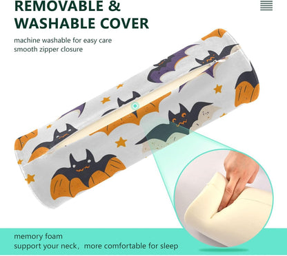 c Neck Roll Pillow Bolster Round Health Memory Foam Long Cervical Cylinder Pillows with Removable Washable Cover for Body Bed Legs Back Yoga - Colors A
