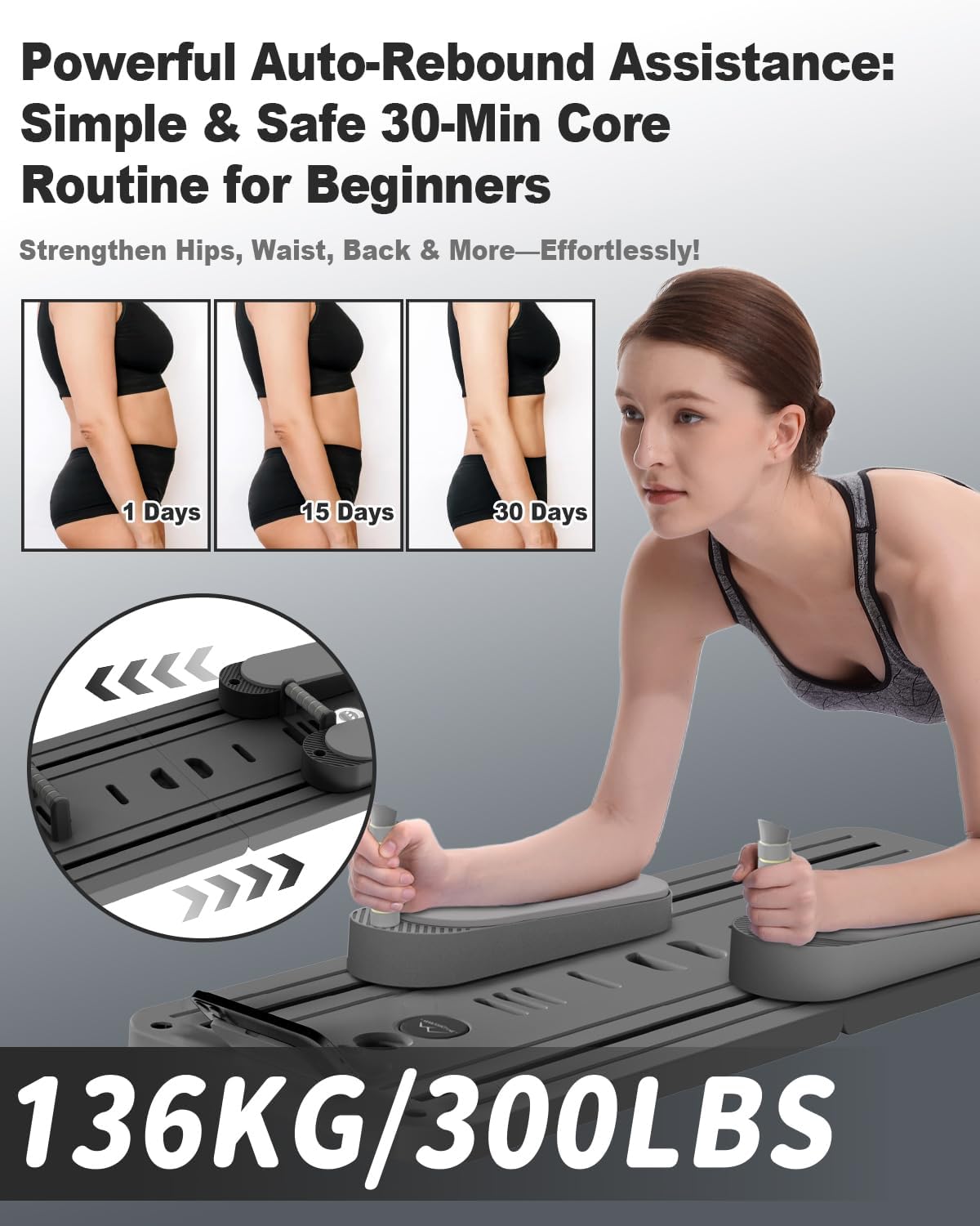 Pilates Board - Multi-Functional Pilates Reformer for Core & Abdominal Training, Top-Tier Pilates Equipment for Women’s Home Fitness