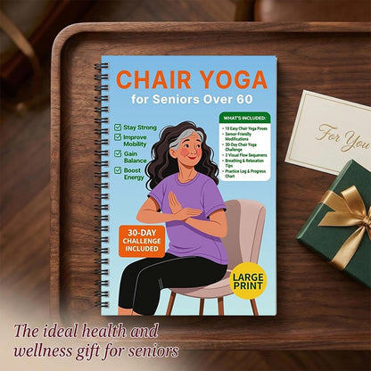 Chair Yoga for Seniors Over 60, 30-Day Challenge Gentle Seated Yoga Exercises Guidebook, Step-by-Step Fitness Planners Instructions Books for Seniors Beginners – 8.2″ x 5.5″ Pink Yoga Book
