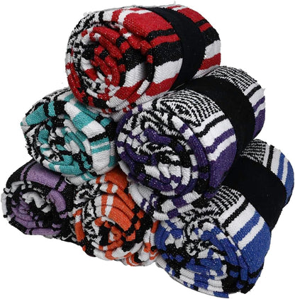 BlackCanyon Gear Falsa Blanket Rolled Cotton Blend OL124 Mexican Style Saddle Yoga Beach Blanket Aztec Throw Colorful Serape - 4FT x 6FT