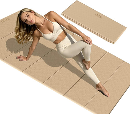 Large Yoga Mat 75"x31", Foldable Yoga Mat & Travel Yoga Mat, Extra Wide 0.24" Thin Non-Slip Mat for Yoga, Pilates, Stretching & Home Workouts –Easy Carry & Store