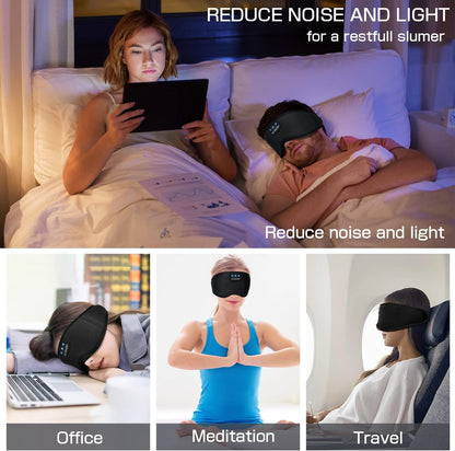 LC-dolida Sleep Headphones, 3D Sleep Mask Bluetooth Wireless Music Eye Mask, Sleeping Headphones for Side Sleepers Sleep Mask with Bluetooth Headphones Ultra-Thin Stereo Speakers Perfect for Sleeping