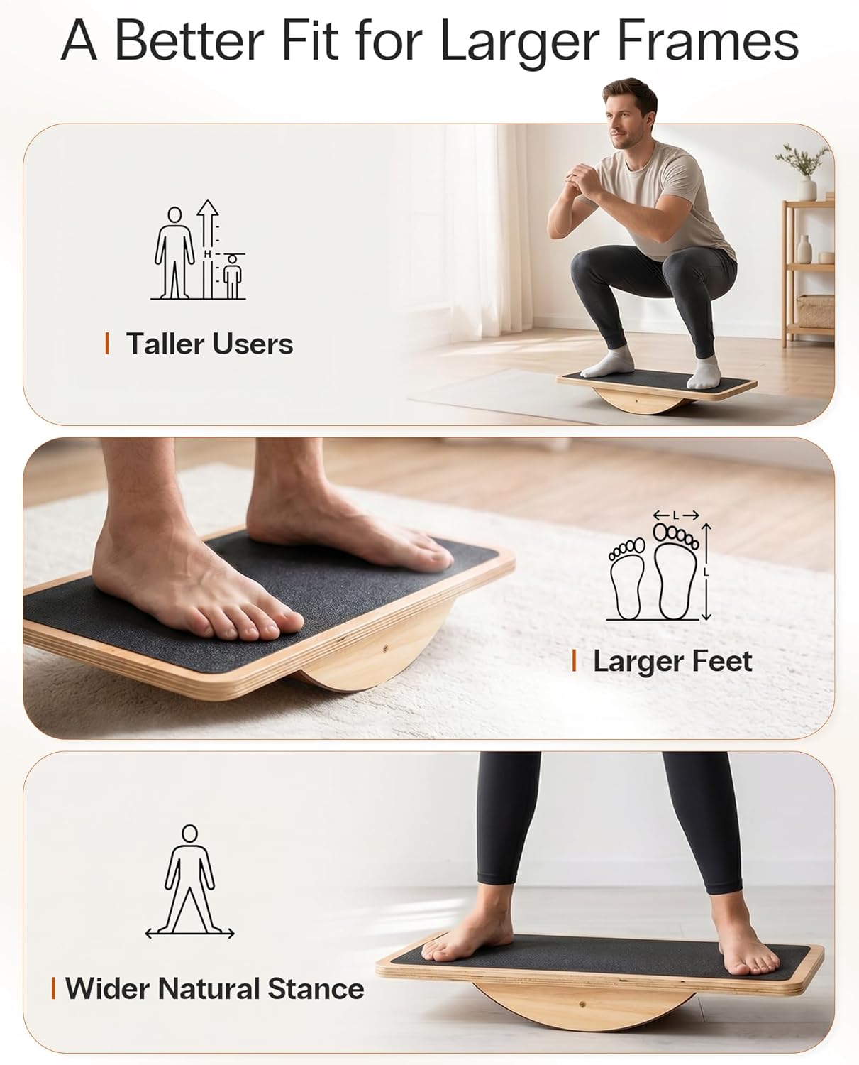StrongTek Professional Wooden Balance Board, Rocker Board, Wood Standing Desk Accessory, Balancing Board for Under Desk, Anti Slip Roller, Core Strength, Stability, Office Wobble Boards