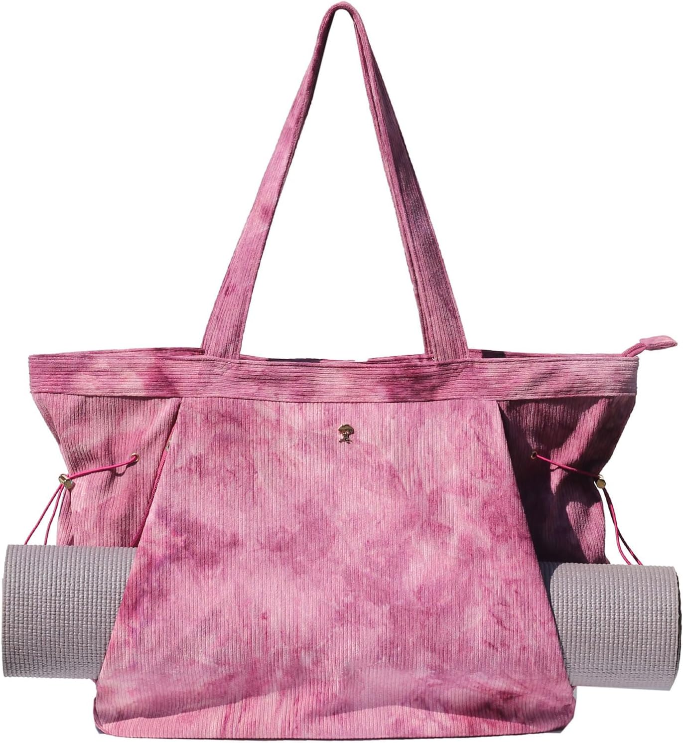ESVAN Corduroy Yoga Tote Bag Gifts for Women Drawstring Yoga Mat Bag for Office Workout Travel Carryall Pilates Gym