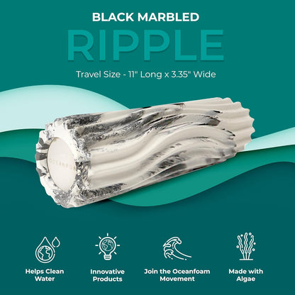 Oceanfoam Ripple Travel Foam Roller (11" x 3.35") Firm Mini Foam Roller for Physical Therapy, Deep Tissue Massage, Back Pain - High Density, Ergonomic Wave Textured - Yoga, Pilates, Exercise (Natural) - Colors A
