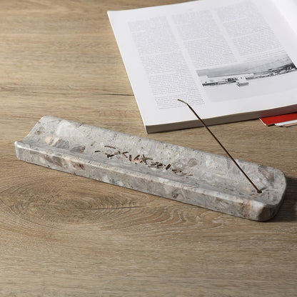 Koville Marble Incense Holder, Incense Holder for Sticks, Incense Sticks Holder Ash Catcher for Meditation Yoga SPA, Natural Stone Incense Burner, Home Table Decor (Green)