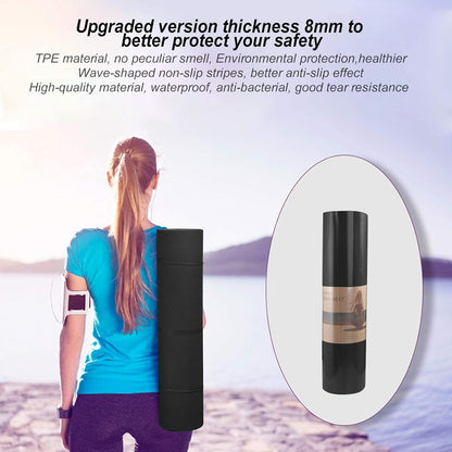 Yoga Mat 1/3" (8mm) Thick Non-Slip, Women Men Fitness & Exercise Mat, 72"Lx24"W Eco-Friendly TPE Workout Mat with Carrying Strap for Yoga, Pilates, Home Gym, Floor Exercises