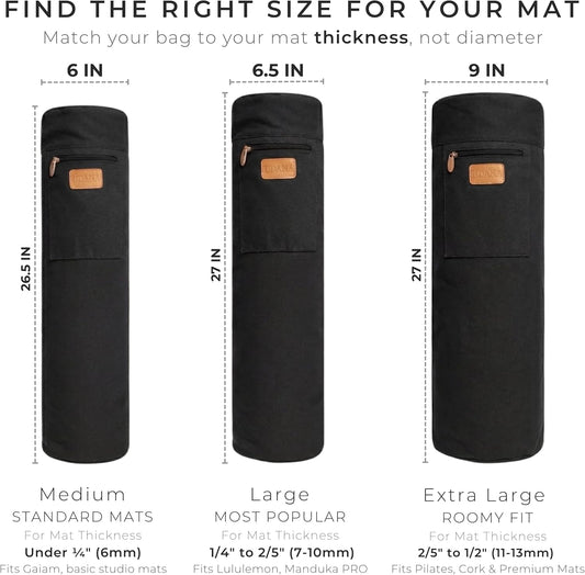 UDANA Canvas Yoga Mat Bag for Women & Men, Full-Zip Carrier with 3 Pockets & Adjustable Strap, Stylish Gym & Pilates Bag – Available in Multiple Sizes