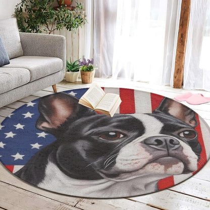 Machine Washable Modern Round Area Rug, Room Sofa Yoga Soft Round Carpet, Home Decor Non Slip Kitchen Office Circle Rug Union Jack Flag UK Mandala Art, 60inch