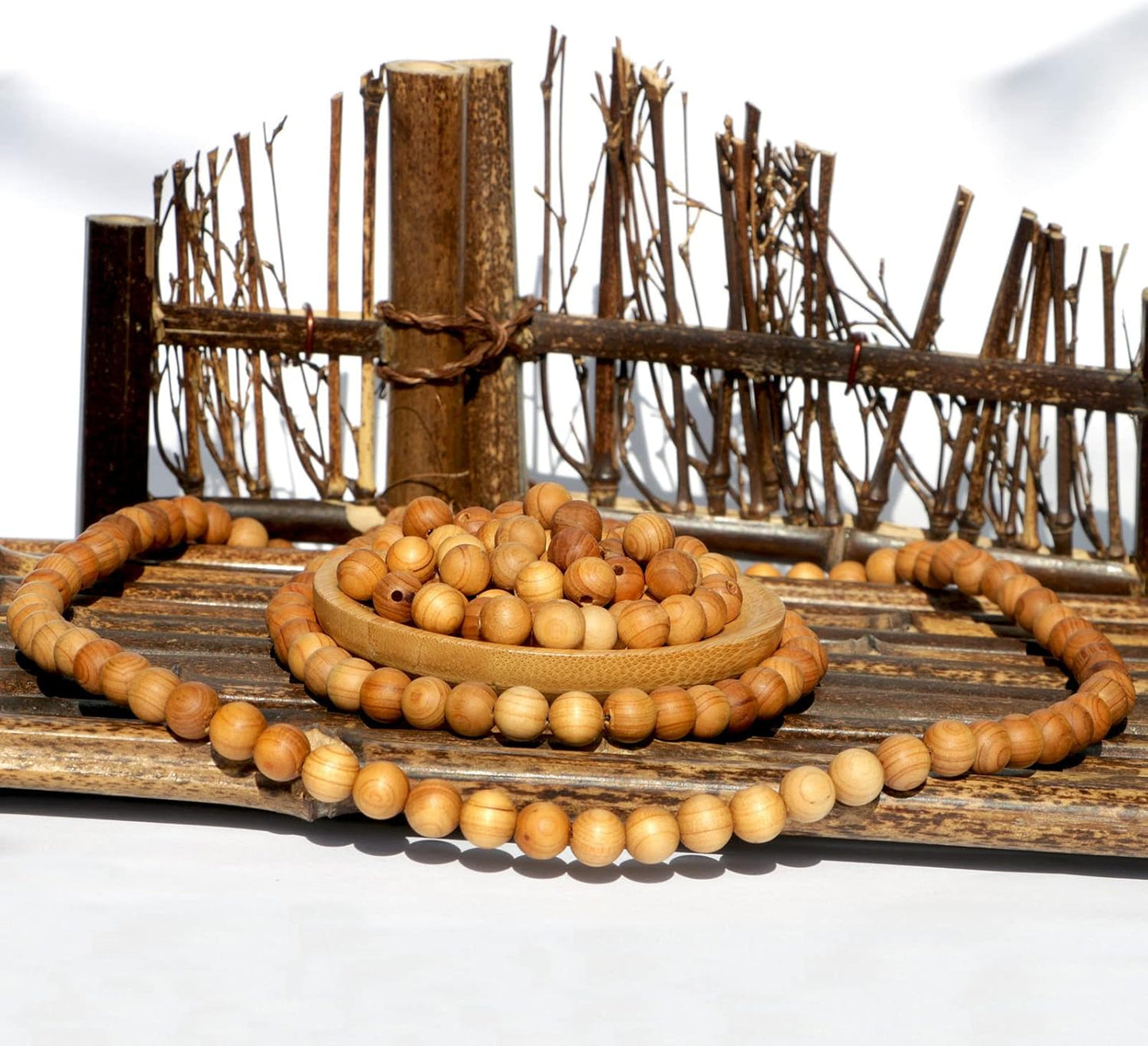 320PCS 8mm Natural Wood Beads Thuja for Making Mala Beads Bracelet Necklace Jewelry DIY Has Pine Fragrance Cedar