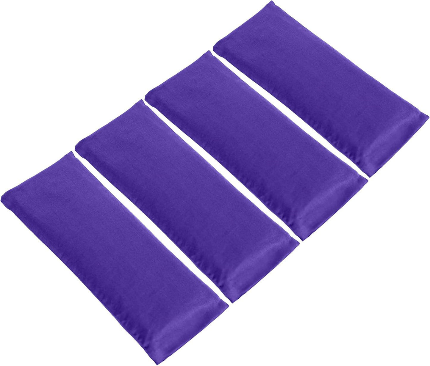4-Pack Unscented Sateen Eye Pillows, Low-Luster, 9’’ x 4’’ Flaxseed Weighted Eye Mask for Sleeping, Hot or Cold Therapy for Relaxation, Migraine, and Headache, Blue