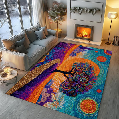 Tree of Life Area Rug – Bohemian Mandala Carpet for Living Room, Bedroom, Meditation Space, Yoga, Spiritual Home Décor – Large Soft Floor Mat for Indoor Decoration (TOL08)