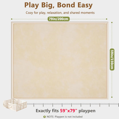Baby Play Mat for Floor, 1.3'' Thick Memory Foam Tummy Time Mat - Super Soft Coral Velvet Nursery Rug with Non-Slip Backing, Crawling Rug for Toddlers/Infants, Yoga & Tatami Use, Oatmeal, 79''x 118''