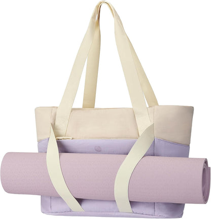 Axcone Women's Yoga Tote Bag with Luggage Sleeve & Mat Straps - Gym Work Bag for Office, Commute, Sports,Travel