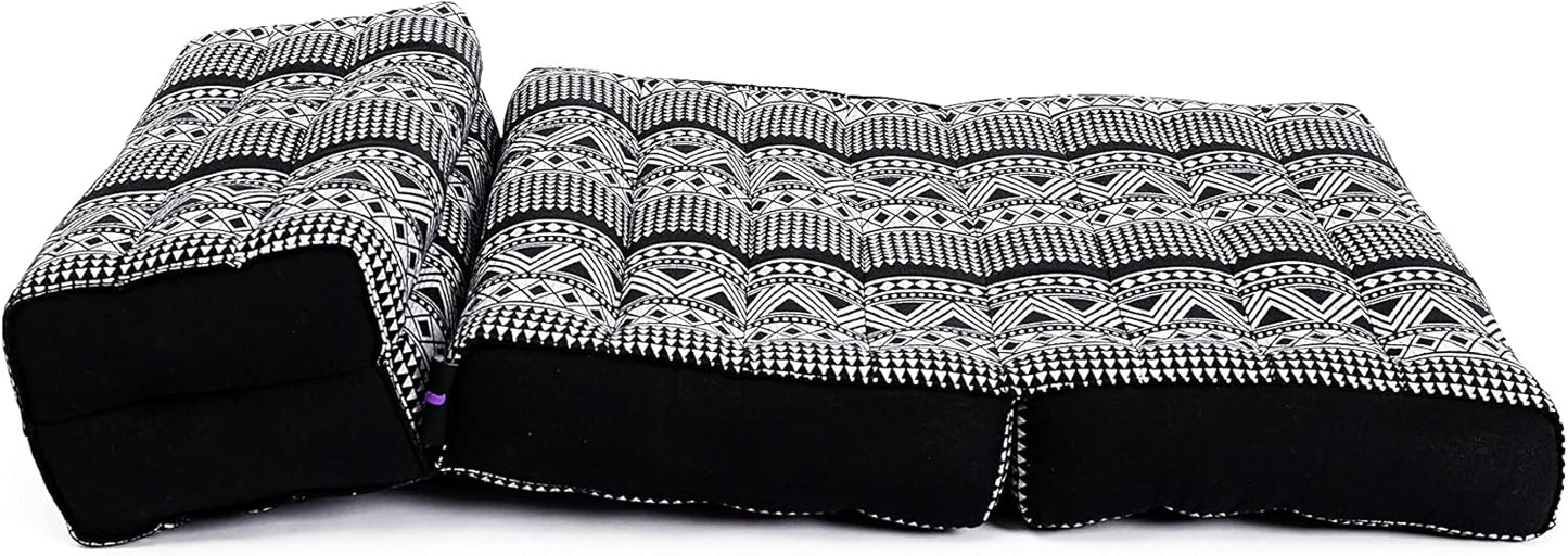 Leewadee Foldable Floor Mattress – 2 in 1 Floor Meditation Mat for Yoga and Relaxation, Seating Futon with Kapok