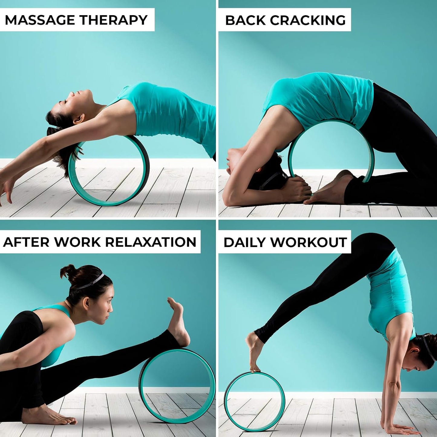 Florensi Yoga & Meditation Bundle | Blue Yoga Bolster & Yoga Wheel 3 Pack
