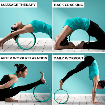 Florensi Yoga & Meditation Bundle | Blue Yoga Bolster & Yoga Wheel 3 Pack