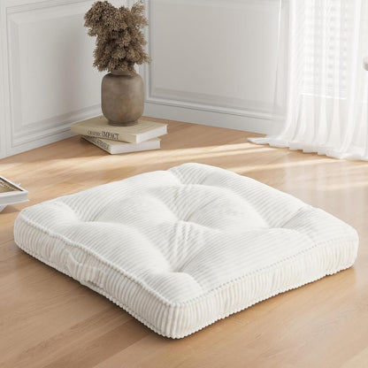 Meditation Floor Cushion, 22x22 Tufted Floor Pillow for Adults, Square Large Meditation Cushion Pillow, Green Corduroy Sitting with Handle, Yoga Seating for Tatami, 1Pack