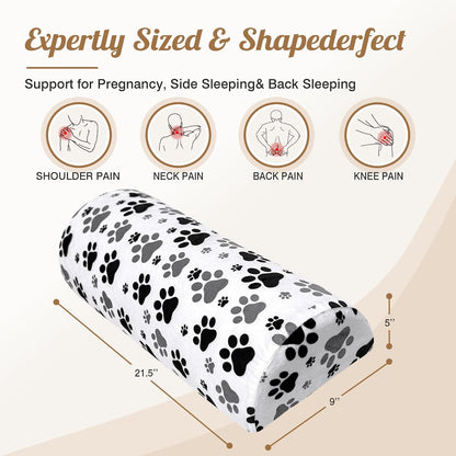 Knee Pillow for Back Sleeping – Half Moon Bolster Pillow for Under Knee While Sleeping Support, Leg & Back Pain Relief (21.5x9x5 Inches)