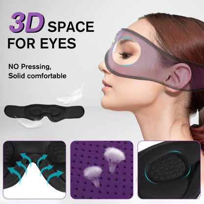LC-dolida Sleep Headphones, 3D Sleep Mask Bluetooth Wireless Music Eye Mask, Sleeping Headphones for Side Sleepers Sleep Mask with Bluetooth Headphones Ultra-Thin Stereo Speakers Perfect for Sleeping