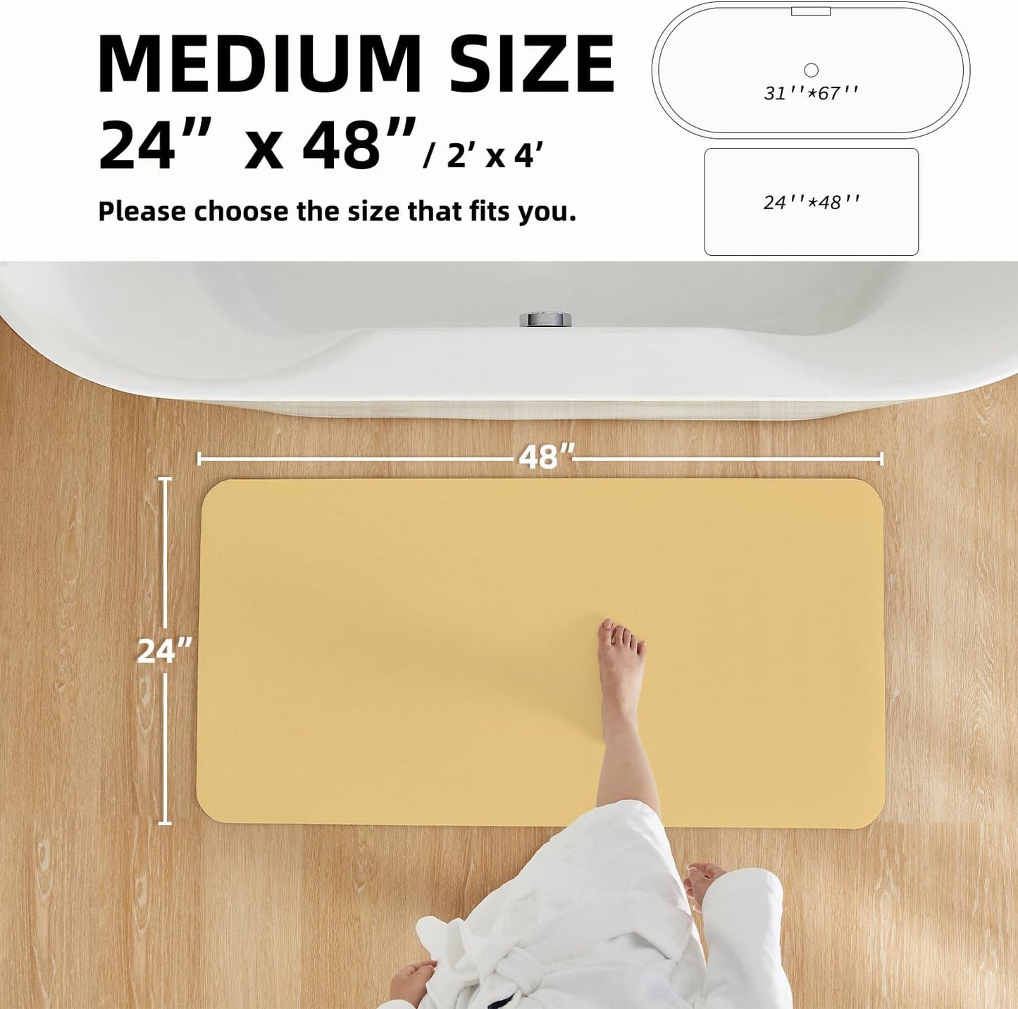 TYUU Bath Mat, Bathroom Rugs Non Slip Washable Thin Absorbent Quick Dry Bath Mat Fits Under Door Bathroom Floor Mat Perfect for Bath, Shower, or Sink 24"x36" Dark Grey