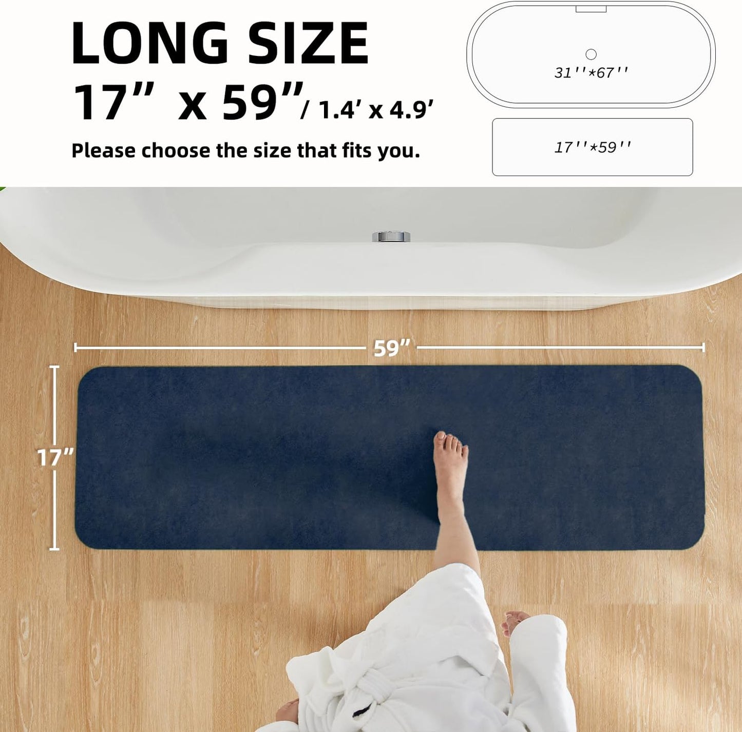 TYUU Bath Mat, Bathroom Rugs Non Slip Washable Thin Absorbent Quick Dry Bath Mat Fits Under Door Bathroom Floor Mat Perfect for Bath, Shower, or Sink 24"x36" Dark Grey