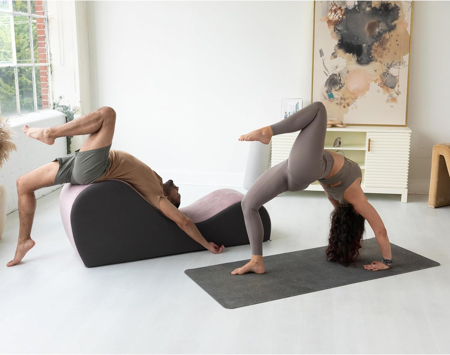 Avana Chakra Yoga Chaise - 2 Adjustable Headrests & Handles with Adjustable Straps, Micro-Velvet/Microloop, Grey & Grey
