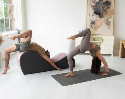 Avana Chakra Yoga Chaise - 2 Adjustable Headrests & Handles with Adjustable Straps, Micro-Velvet/Microloop, Grey & Grey