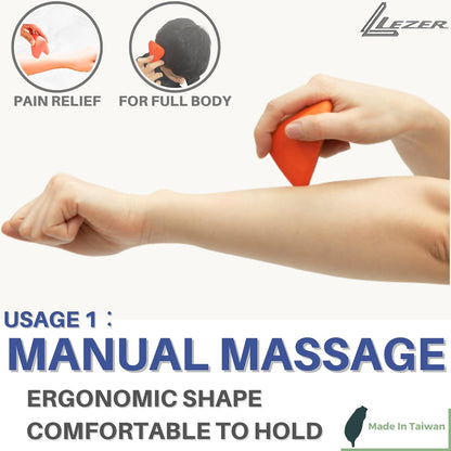 LEZER Trigger Massage Point, Manual Massage Ball, Muscle Knots Relief Tool, Myofascial Release, Physical Therapy, Deep Tissue Back Massage, Plantar Fasciitis, 2.9 in x 2.1 in (Blue)