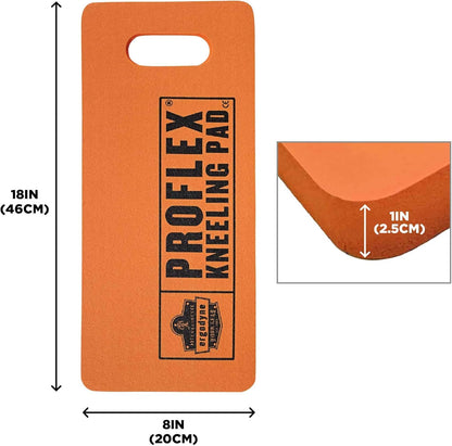 Ergodyne ProFlex 375 Kneeling Pad, Foam Knee Cushion, Water Resistant Kneeling Mat, 8" x 18" x 1,Orange, Compact