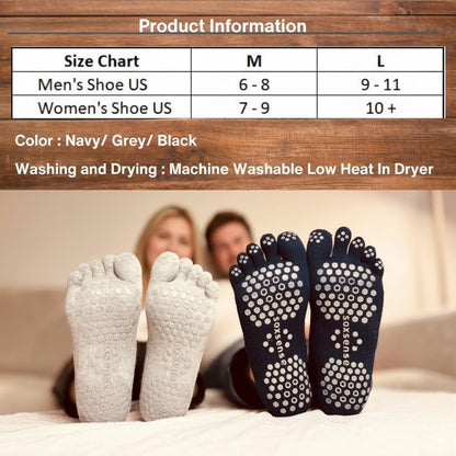Soxsense Pilates Grip Toe Socks for Women & Men, Cushioned Low-Cut Five Finger Socks Non Slip for Yoga, Barre, Gym