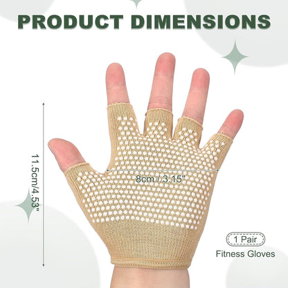 Yoga Gloves, Non Slip Fingerless Pilates Gloves Breathable Exercise Workout Mittens