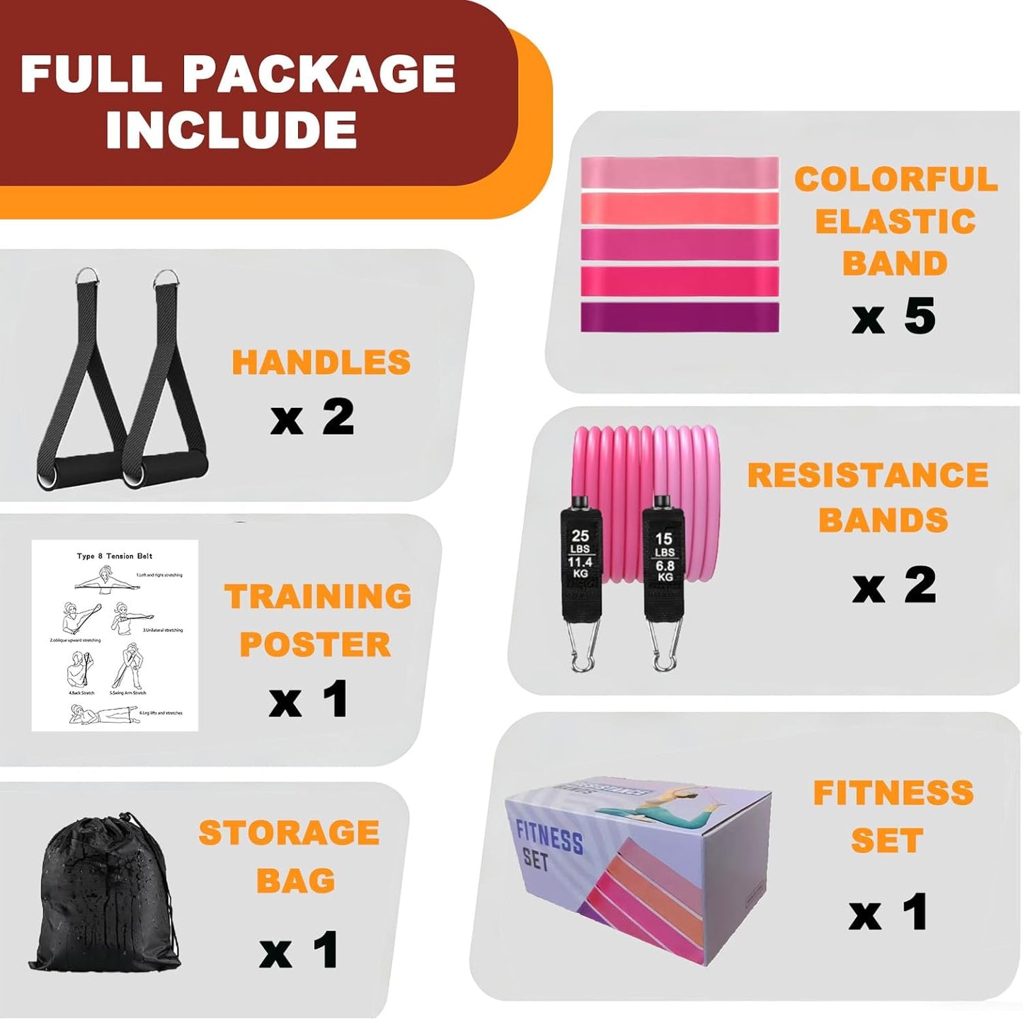 Home Workout Pilates Kit for Women, Better me Pilates Ring and Ball Set Essentials Equipment, with 5 Resistance Bands, Massager Roller, Yoga Starter Accessories for Toning Arms, Thighs & Core