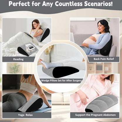 Prosixtoy Portable Wedge Pillow Inflatable Cushion - Body Positioners Lightweight Wedge Pillow for Sleeping, Leg Elevation, Use in Bed, Travel, Camping, Fast Inflating Deflation (Black)
