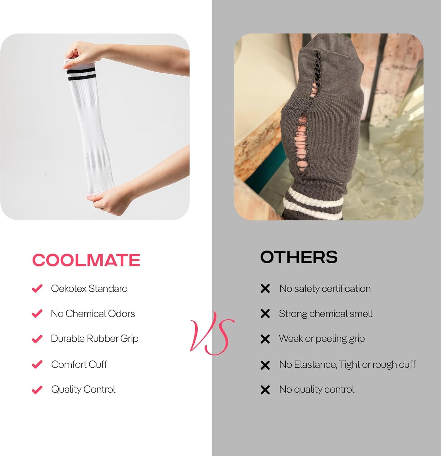 COOLMATE Pilates Socks with Grips for Women, Yoga Socks, Crew Non Slip Women for Barre, Pilates Gifts for Women - Colors A