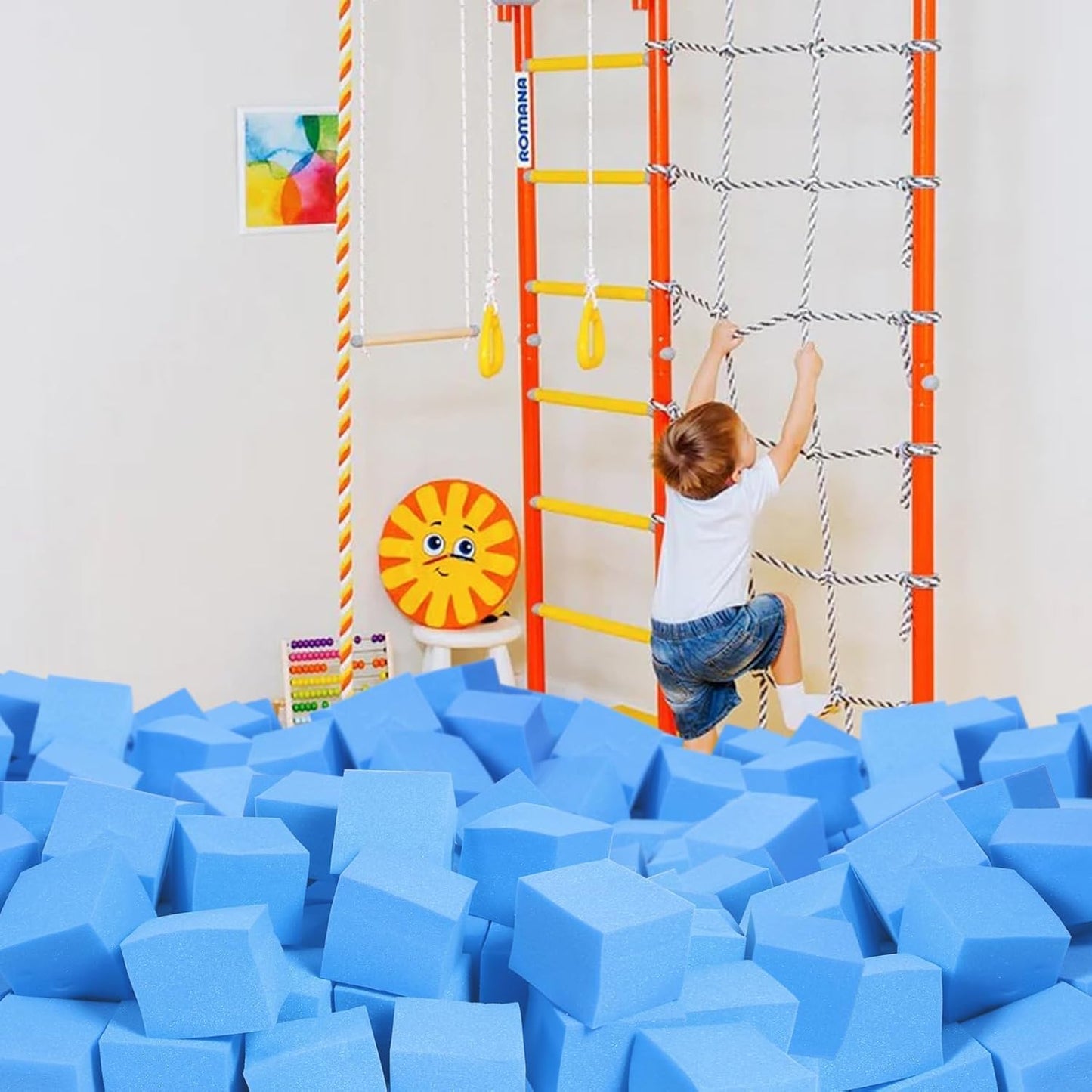 Foam Pit Blocks Foam Padding Sponge Pit Cubes Sponge Blocks for Amusement Park Gymnastics Freerunning and Parkour Courses - 24PCS 5" x 5" x 5" (Dark Blue)