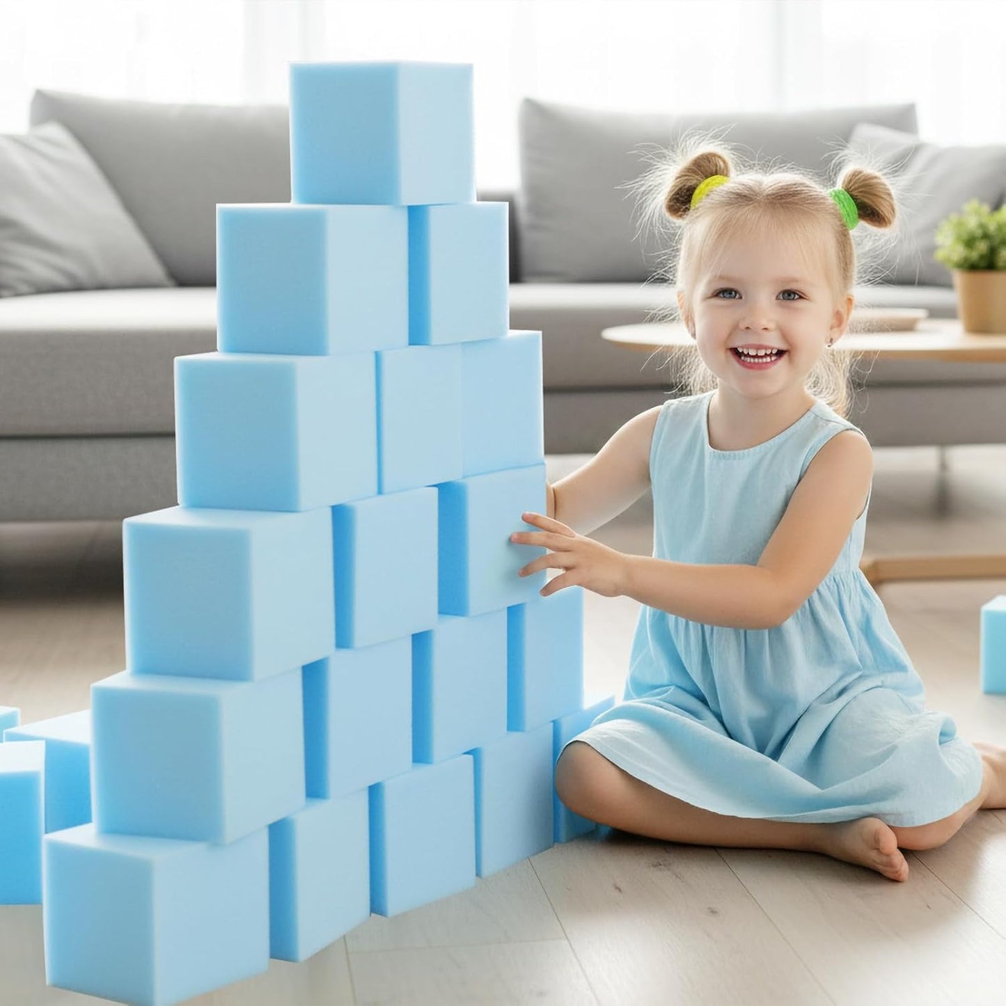 Foam Pit Blocks Foam Padding Sponge Pit Cubes Sponge Blocks for Amusement Park Gymnastics Freerunning and Parkour Courses - 24PCS 5" x 5" x 5" (Dark Blue)