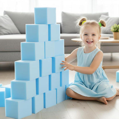 Foam Pit Blocks Foam Padding Sponge Pit Cubes Sponge Blocks for Amusement Park Gymnastics Freerunning and Parkour Courses - 24PCS 5" x 5" x 5" (Dark Blue)