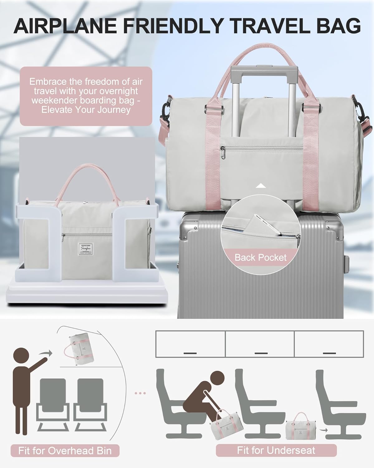 Gym Bag Womens Mens with Shoes Compartment and Wet Pocket Travel Duffel Bag for Women for Plane Sport Gym Tote Bags Swimming Yoga Waterproof Weekend Overnight Carry on Bag Hospital Holdalls - Colors C