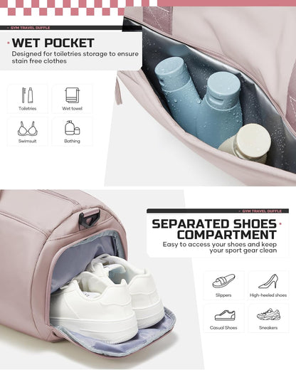 Gym Bag Womens Mens with Shoes Compartment and Wet Pocket Travel Duffel Bag for Women for Plane Sport Gym Tote Bags Swimming Yoga Waterproof Weekend Overnight Carry on Bag Hospital Holdalls - Colors C