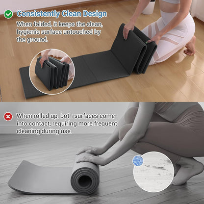 Avoalre Folding Yoga Mat, Eco-Friendly PVC Travel Yoga Mat Packable, Double Sided Non-Slip Printed Yoga Mats with Bag for Home Workout Gym Exercise Fitness Pilates Stretching (72" x 32" x 0.24" Thick)