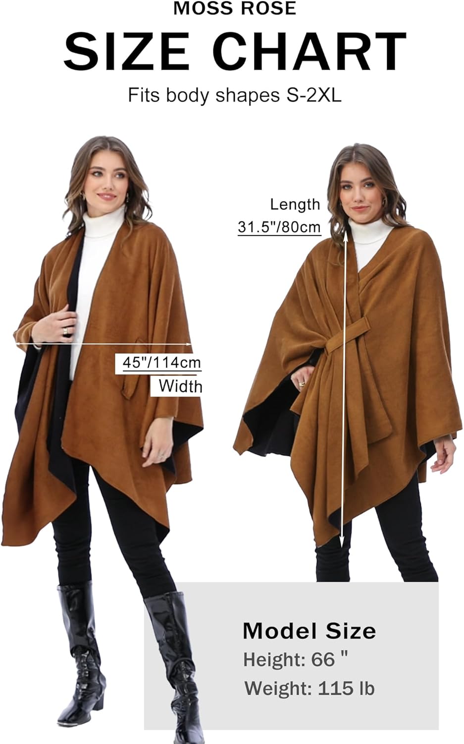 Moss Rose Women's Shawl Wrap Poncho Ruana Cape Open Front Cardigan Shawls for Spring Fall Winter